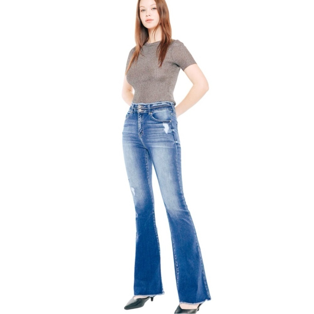 KanCan Like New Morgan High Rise Flare Jeans in Medium Wash Size 24